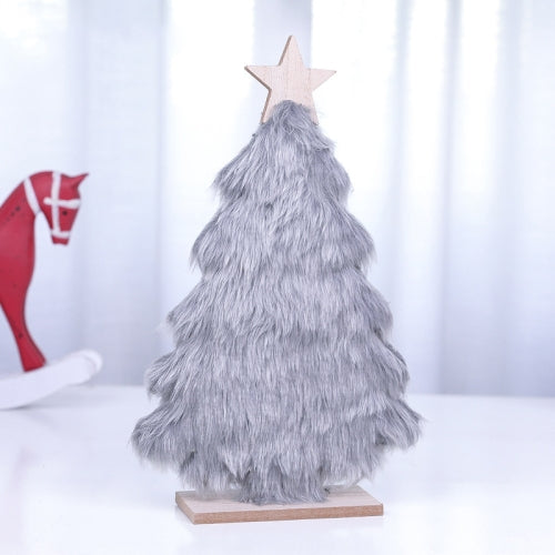 Wooden Plush Christmas Tree Shop Restaurant Christmas Decoration Tabletop Layout(Grey )