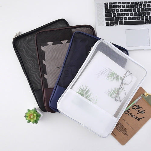 6 PCS Translucent Mesh Zipper File Bag Special Stationery Storage Bag For Student Exams Random Colour