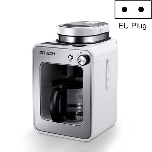 GOTECH Household Small Coffee Machine Automatic Grinding Integrated Commercial Freshly Ground Drip Coffee Pot, Style:EU Plug(White)