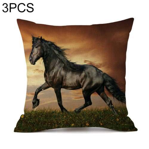 3 PCS Digital Printing Multi-horse Galloping Pillow Cushion Pillowcase(2)