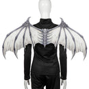 Halloween Carnival Party Props Creative Foldable Non-woven Fabric Devil Bone Wings(White Black Bone)