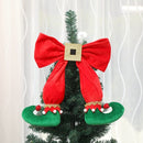 Elf Foot Ornaments Christmas Tree Bow Elf Boots Pendant Hotel Atmosphere Layout(Green Boot )