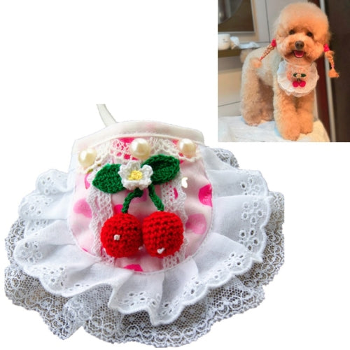 Pet Cherry Scarf Cotton Saliva Towel Small Dog Decoration, Size: S