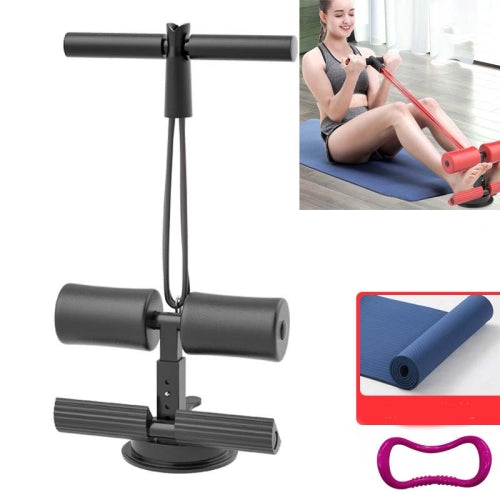 Suction-cup Abdominal Curler Sit-up Aid Household Waistcoat Line, Style:Drawstring + Yoga Mat(Black)