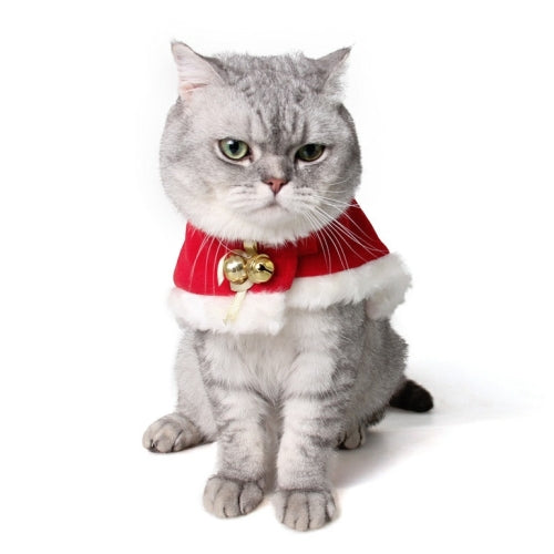 Pet Mini Cold-proof Red Cloak Neck Bell Christmas Shawl Cloak