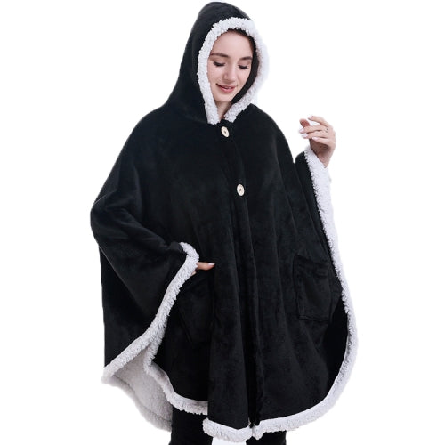 Flannel Solid Color Soft and Warm Shawl Blanket, Colour: Black