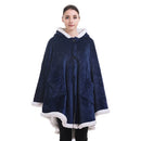 Flannel Solid Color Soft and Warm Shawl Blanket, Colour: Navy
