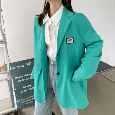 Autumn Long-Sleeved Loose Fashion Temperament Casual Suit Jacket, Size: Free Size(Green)