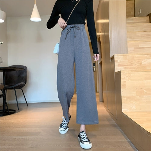 Autumn High Waist Loose Drape Straight Casual Wide-Leg Pants, Size: XL(Gray)