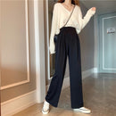 High Waist Slimming Casual Loose Loose All-Match Solid Color Suit Pants Women Wide-Leg Trousers, Size: L(Black)