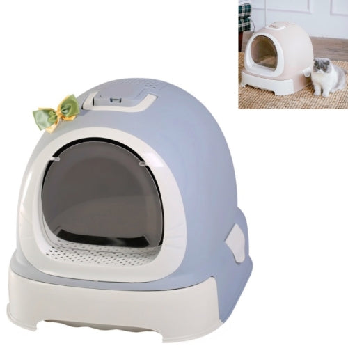 Extra Large Splash-proof Litter Box With Double-layer Deodorizing Pet Toilet Supplies(Silver Grey)