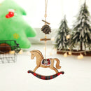 5 PCS Christmas Tree Decoration Pendant Christmas Decoration Supplies(Wooden Horse)