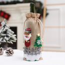 3 PCS Linen Christmas Table Decorations Red Wine Bottle Cover(Beige Snowman)