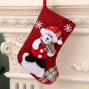 3 PCS Medium Linen Christmas Stocking Christmas Decoration Gift Bag(Bear)