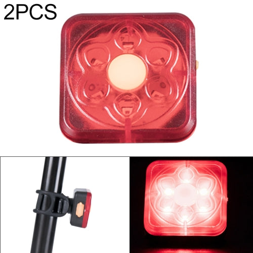 2 PCS 360 Degree Rotating Square Tail Light Bicycle Mountain Bike Light USB Charging Light