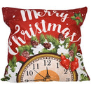 4 PCS Christmas Ornaments Flannel Pillowcase Cartoon Printing Square Pillowcase Without Pillow Core(Alarm Clock)