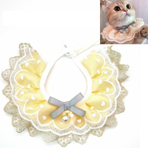 Pet Bib Adjustable Saliva Towel Lace Pearl Pendant Dog Collar, Specification: XS