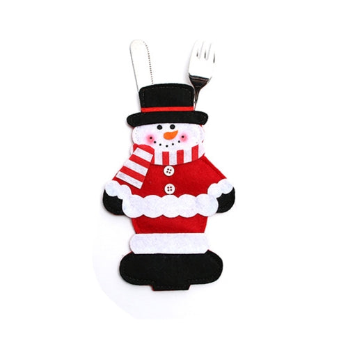10 PCS Christmas Knife And Fork Cover Christmas Decorations(Snowman )