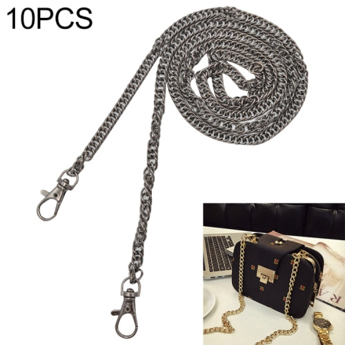 10 PCS Metal Chain Shoulder Bags Handbag Buckle Handle DIY Double Woven Iron Chain Belt 120cm(Chrome Black)