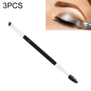 3 PCS Professional Dual Sided Duo Brow Brush Eyebrow Enhancer Angled Eyebrow Brush + Comb Beauty Makeup Tool(12