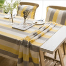 Cover Cloth Towel For The Rectangular Striped Coffee Table Round Table Dining Table, Size:135x135cm(Yellow Grey Stripes)