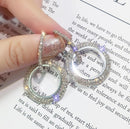 Rhinestone Crystal Earrings Round Earrings for Woman(Silver)