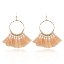 Tassel Earrings for Women Ethnic Big Drop Earrings Bohemia Fashion Jewelry Trendy Cotton Rope Fringe Long Dangle Earrings(Light Pink)