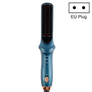 Multifunctional Curling & Straightening Dual-purpose Electric Negative Ion Hair Straightening Comb, Specification:EU Plug(510 Blue)