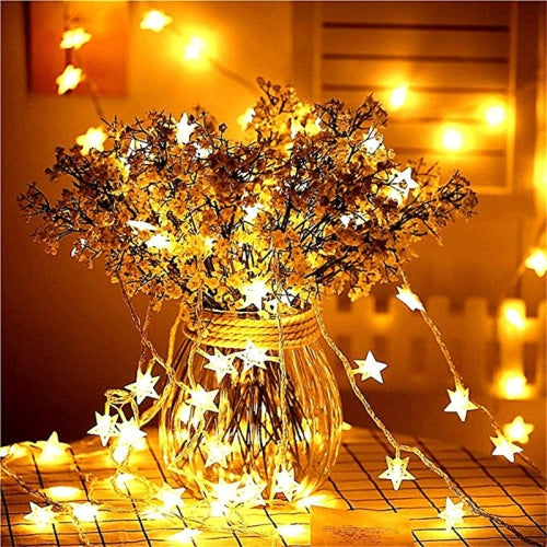 Battery Powered LED Star String Lights Fairy Garland for Christmas, Wedding, Home Decoration 3M 20LEDs(Warm White)