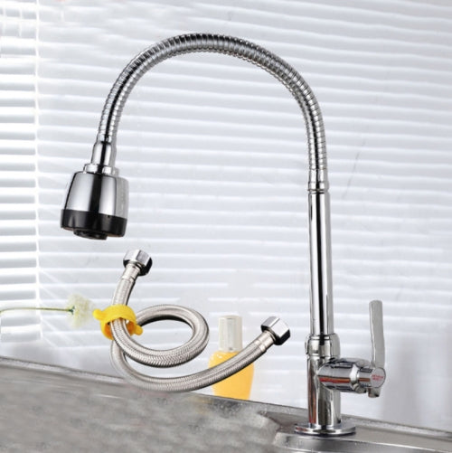 Kitchen Faucet Anti-splash Head Wash Basin Sink Universal Rotatable Faucet Full Copper Joint, Style:Cold Water+60 cm Tube