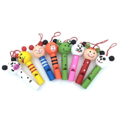 2 PCS Creative Cartoon Wooden Animal Whistle Children Environmental Protection Mobile Phone Backpack Pendant(Color and Style Random Delivery)