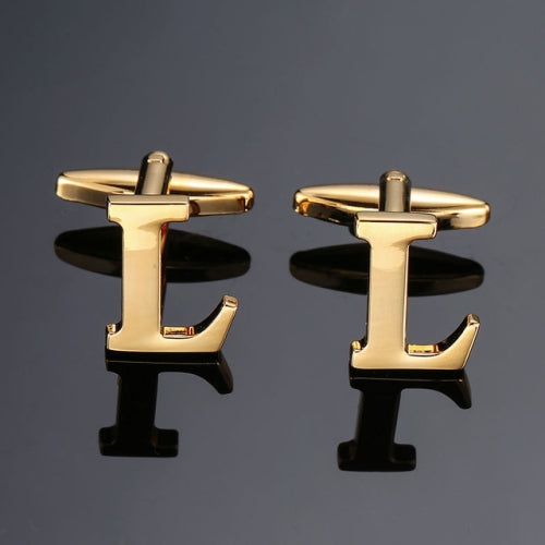 1 pair gold letters A-Z name Cufflinks men French shirt Cufflinks(L)