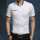 Men Business Shirt Short Sleeves Turn-down Collar Shirt, Size:L(White)