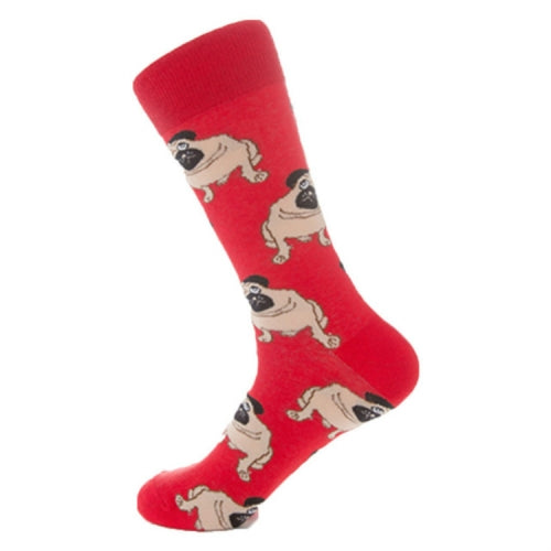 Cotton Tube Stockings Socks Men and Women Cartoon Puppy Cotton Socks, Size:One Size(Red)