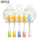 5 PCS Cute Smiley Suction Cup Hanging Toothbrush Holder Plastic Small Person Teeth Holder