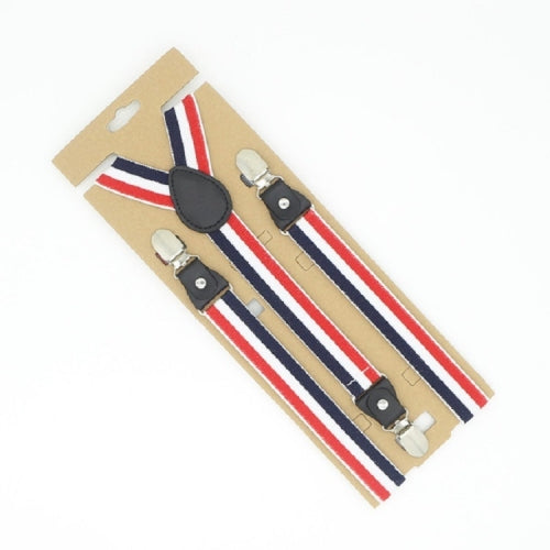 Bib Pants Anti-drop Clips Y Shape Shoulder Strap Clip for Men / Women(Red White Blue Stripes)