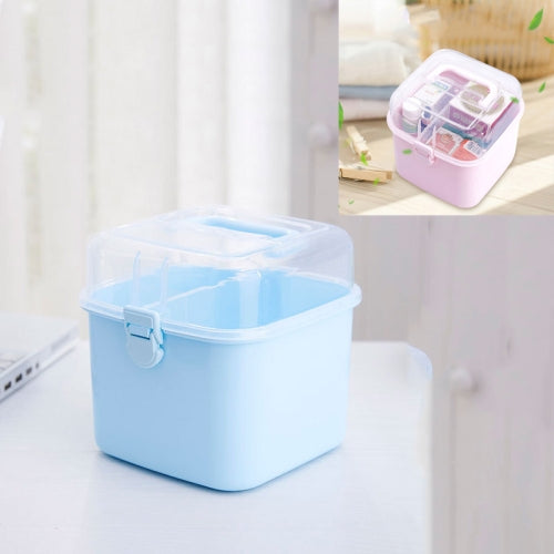 2 PCS Multifunctional Transparent Plastic Cosmetic Storage Box Household Supplies Storage Pill Box(Blue)