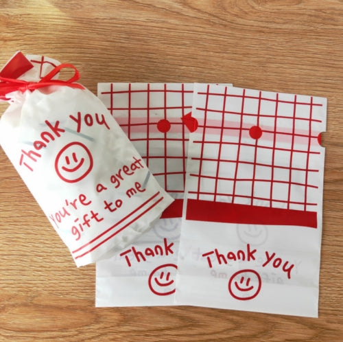 Medium Simple Drawstring Pocket Smiley Gift Food Travel Packaging Bag(50 Pieces)