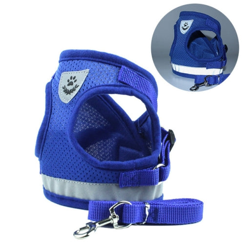 Adjustable Polyester Mesh Reflective Vest Lead Leash for Pet Dog, Size:L(Blue)