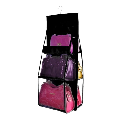 2 PCS Portable Home Multi-layer Transparent Mesh Bag Hanging Storage Bag(black)