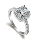 Fashion Big Cubic Crystal Silver Zircon Ring Wedding Jewelry Party Gift, Ring Size:6
