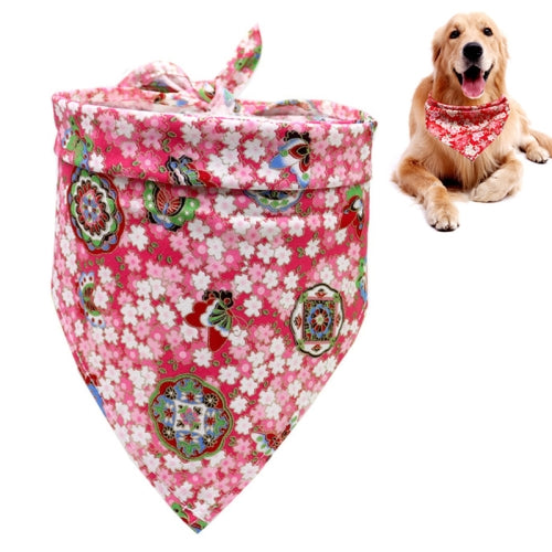 2 PCS Japanese Style Pet Triangle Towel Dog Saliva Towel Scarf(Pink)