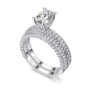 Double Row For Women Fashion Cubic Zirconia Wedding Engagement ring, Ring Size:8(Egg Shape White Gold)