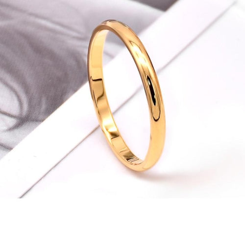 Female Stainless Steel Titanium Steel Ring, Ring Size:10(Gold)