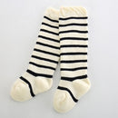 Children Baby Striped Thick Terry High Knee Stockings, Size:S(Black Stripes on White)