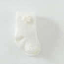 Flower Button Pantyhose Combed Cotton Children Pantyhose, Size:L(White)