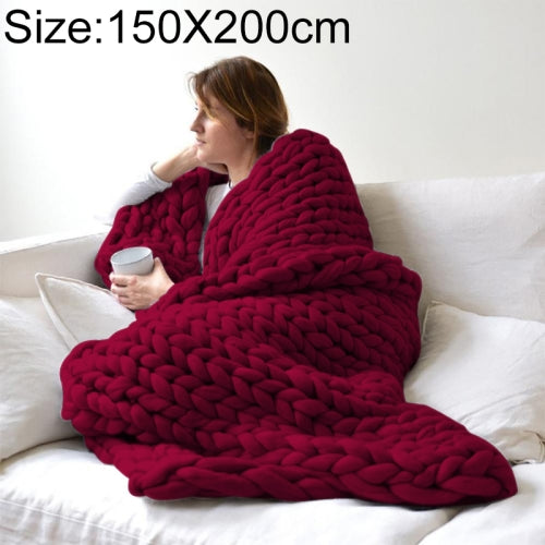 Fashion Handmade Knitted Wool Blanket, Size:150X200cm(Red)