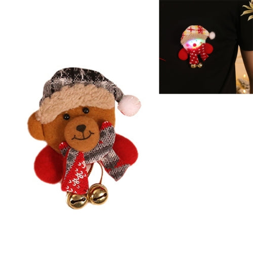 10 PCS Christmas Decorations Glowing Hanging Bell Brooch(Bear )