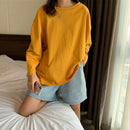 Long-Sleeved T-Shirt Solid Color Inner Base Shirt Trendy Outer Wear Loose Top, Size: XL(Yellow)