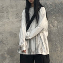 Gradient Tie-Dye Bottoming Top Loose Long-Sleeved T-Shirt, Size: XL(White)